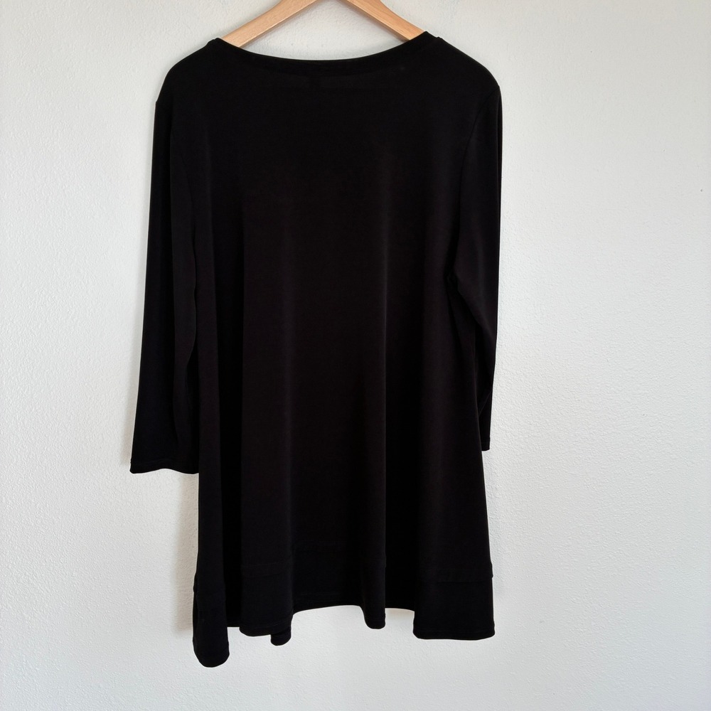 IC Collection Tunic Top Women XL Black 3/4 Sleeve Stretch Classic Minimalist - Picture 5 of 8